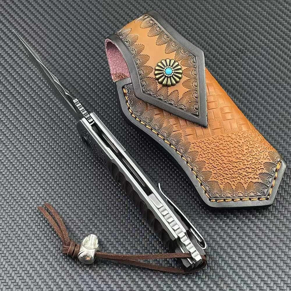 8'' New Fast Opening VG10 Damascus Blade Wood Handle Pocket Folding Knife VTF05