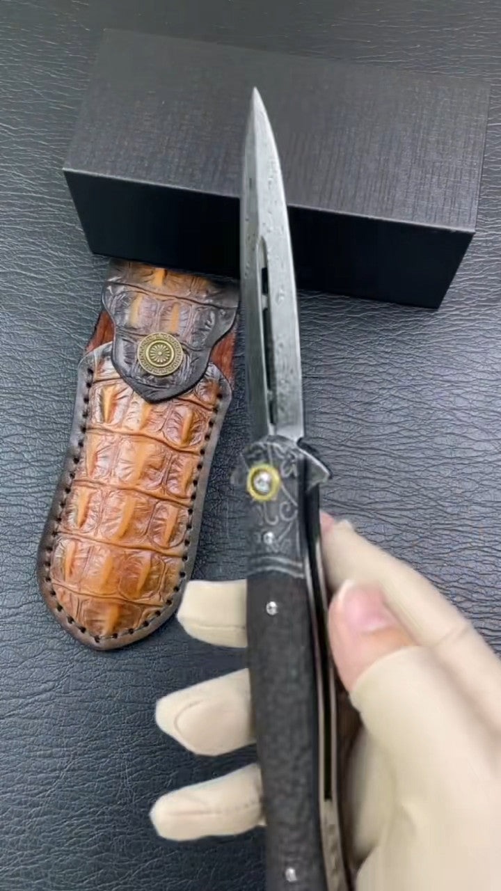 New Folding Knife VG10 Damascus Blade Wood Handle Liner Lock Knife VTF157