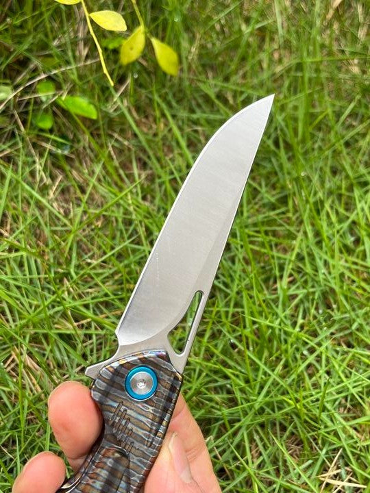 New Manual Folding Knife D2 Steel Blade Full T4C Titanium Handle Pocket Camping Outdoor Knife DF47
