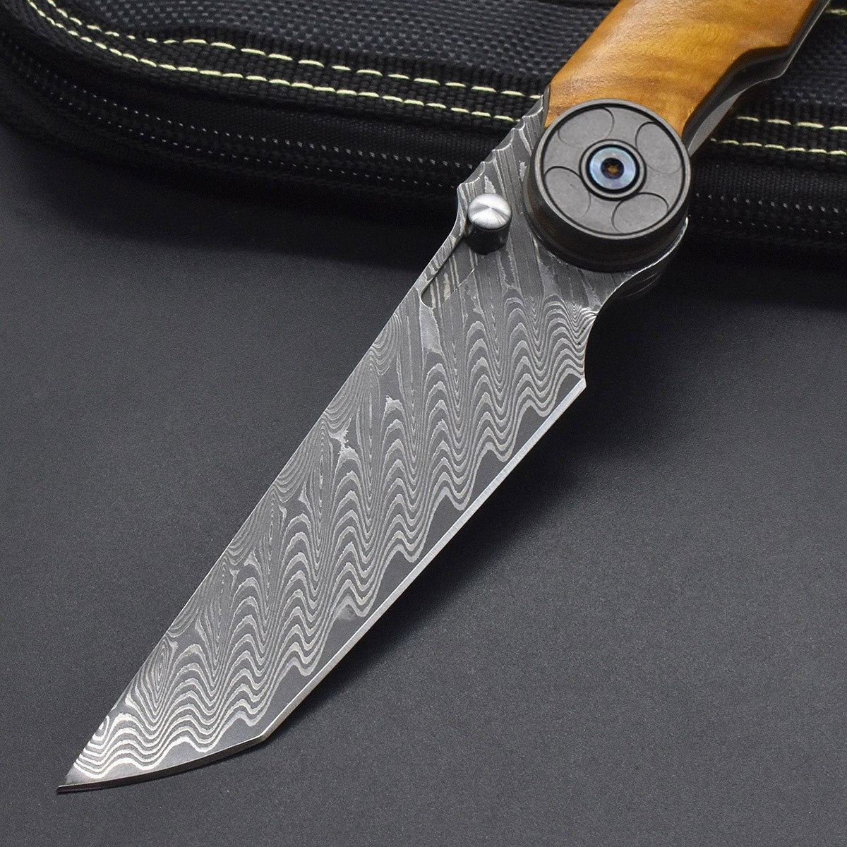 8'' New Fast Opening VG10 Damascus Blade Wood Handle Pocket Folding Knife VTF123