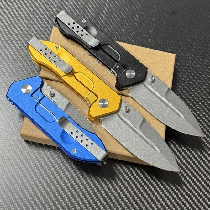 9.5'' New CNC Stone wash N690 Blade Aluminum Handle Survival Folding Knife VTF76