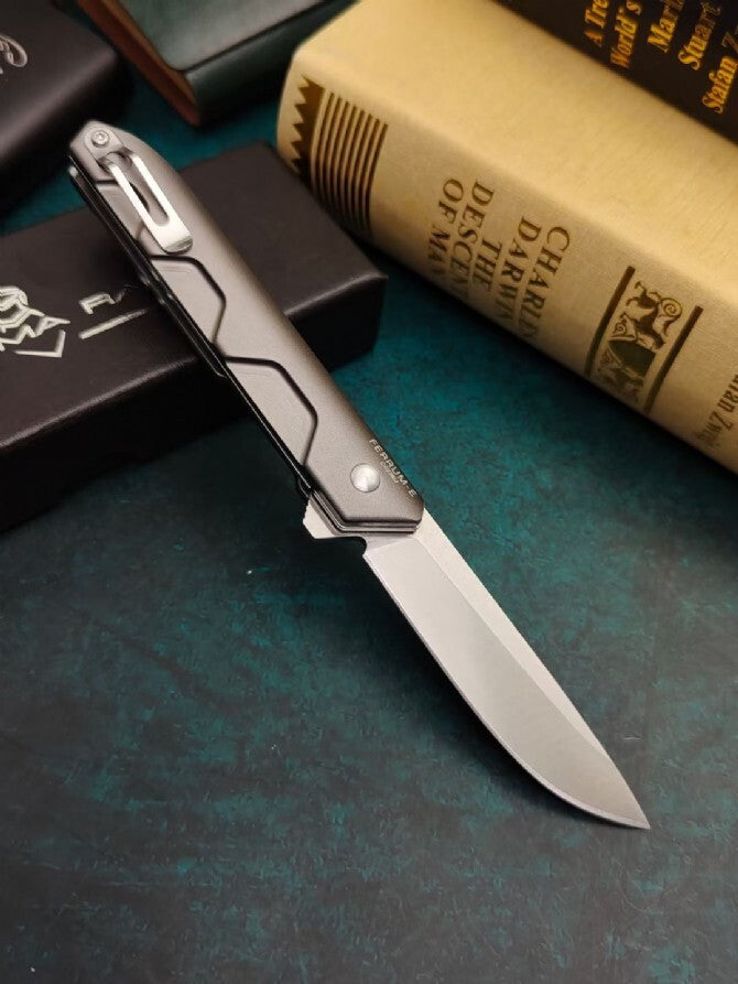7''New Manual Folding Knife N690 Blade Aluminum Handle Campin Pocket Knife VTF31