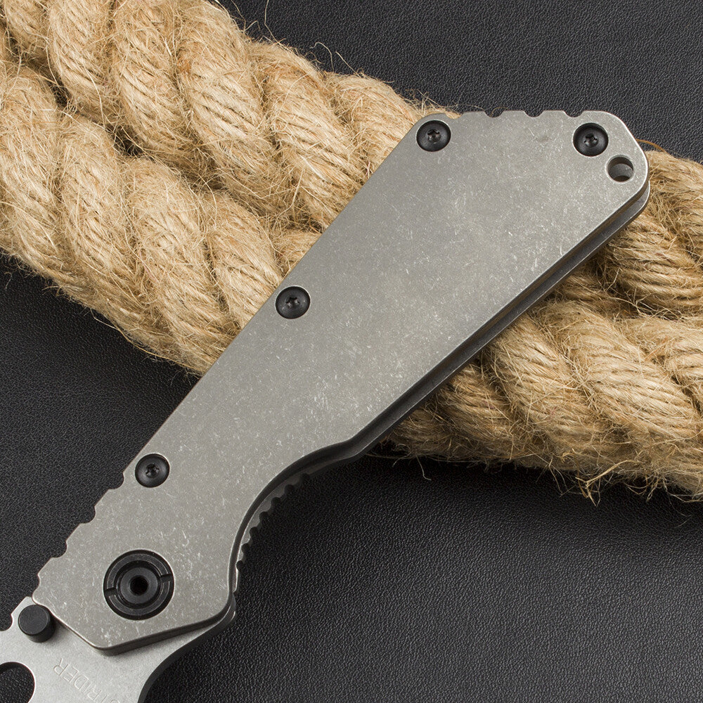 9'' New CNC Stone Wash D2 Blade Full T4C Titanium Handle  Pocket Camping Utility Folding Knife DF186