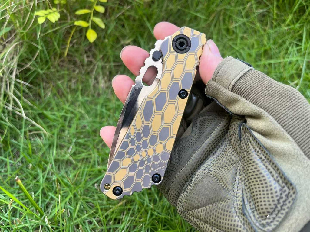 8'' New FoldingKnife Mirror Light D2 Blade Full T4C Titanium Handle Outdoor Utility PocketKnife DF11