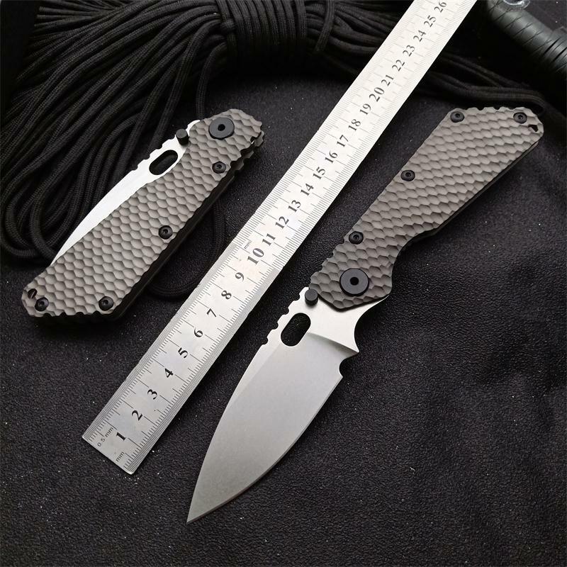 New CNC Stone Wash D2 Steel Blade Full T4C Titanium Handle Pocket Camping Utility Folding Knife DF186B