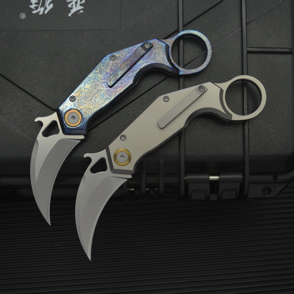 6.5'' New Manual Folding Knife 14C28N Sandvik Blade TC4 Handle Claw Knife C09