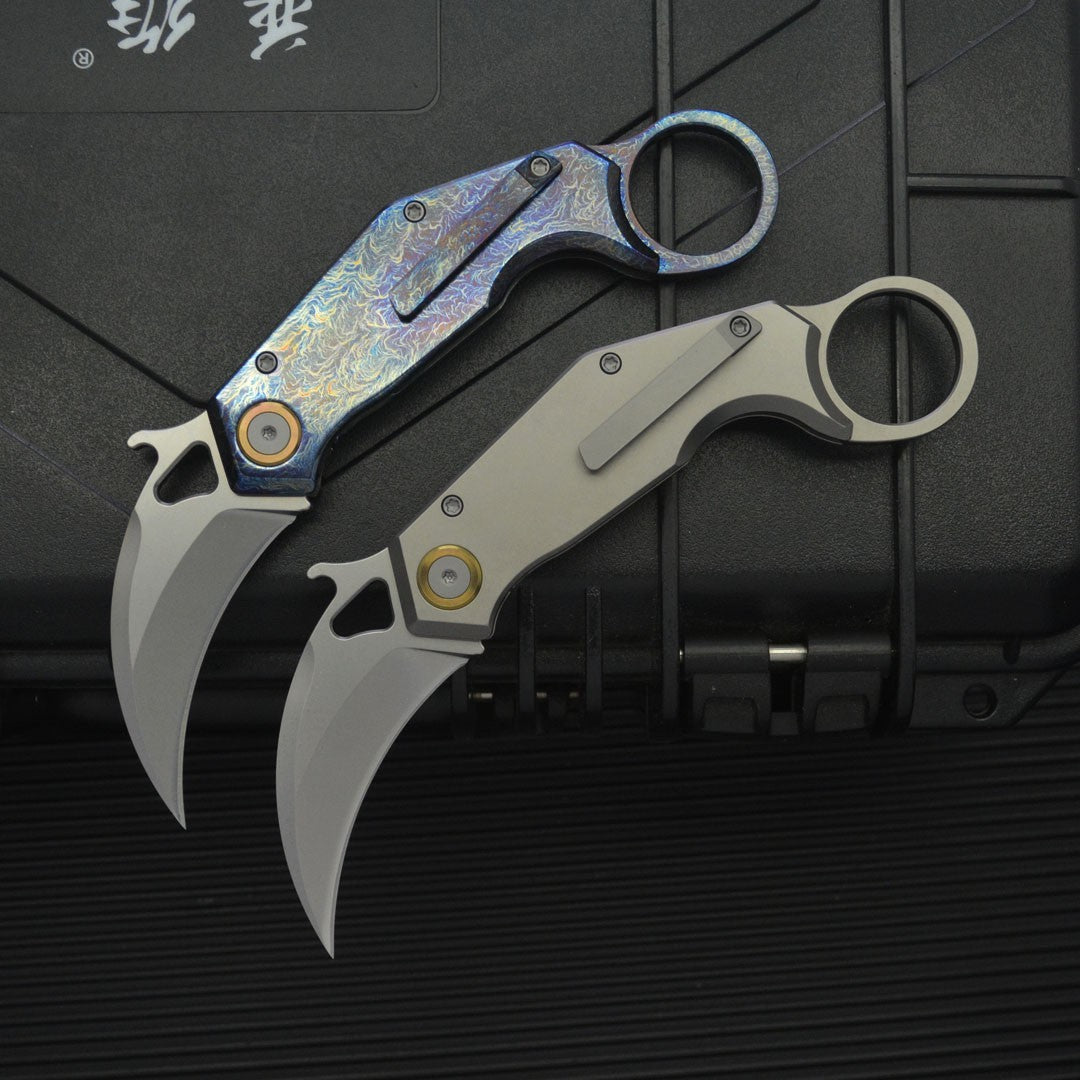 6.5'' New Manual Folding Knife 14C28N Sandvik Blade TC4 Handle Claw Knife C09