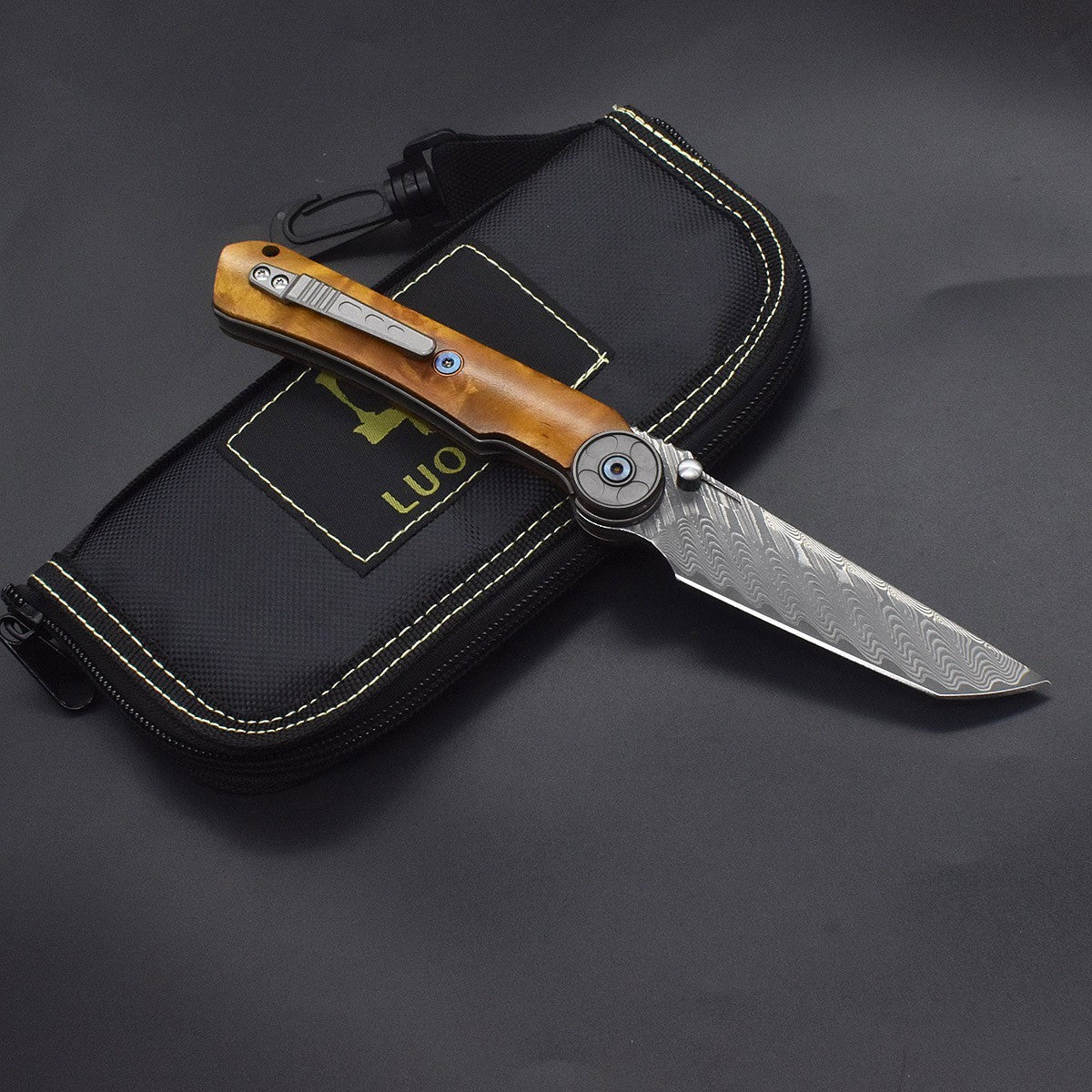 8'' New Fast Opening VG10 Damascus Blade Wood Handle Pocket Folding Knife VTF123