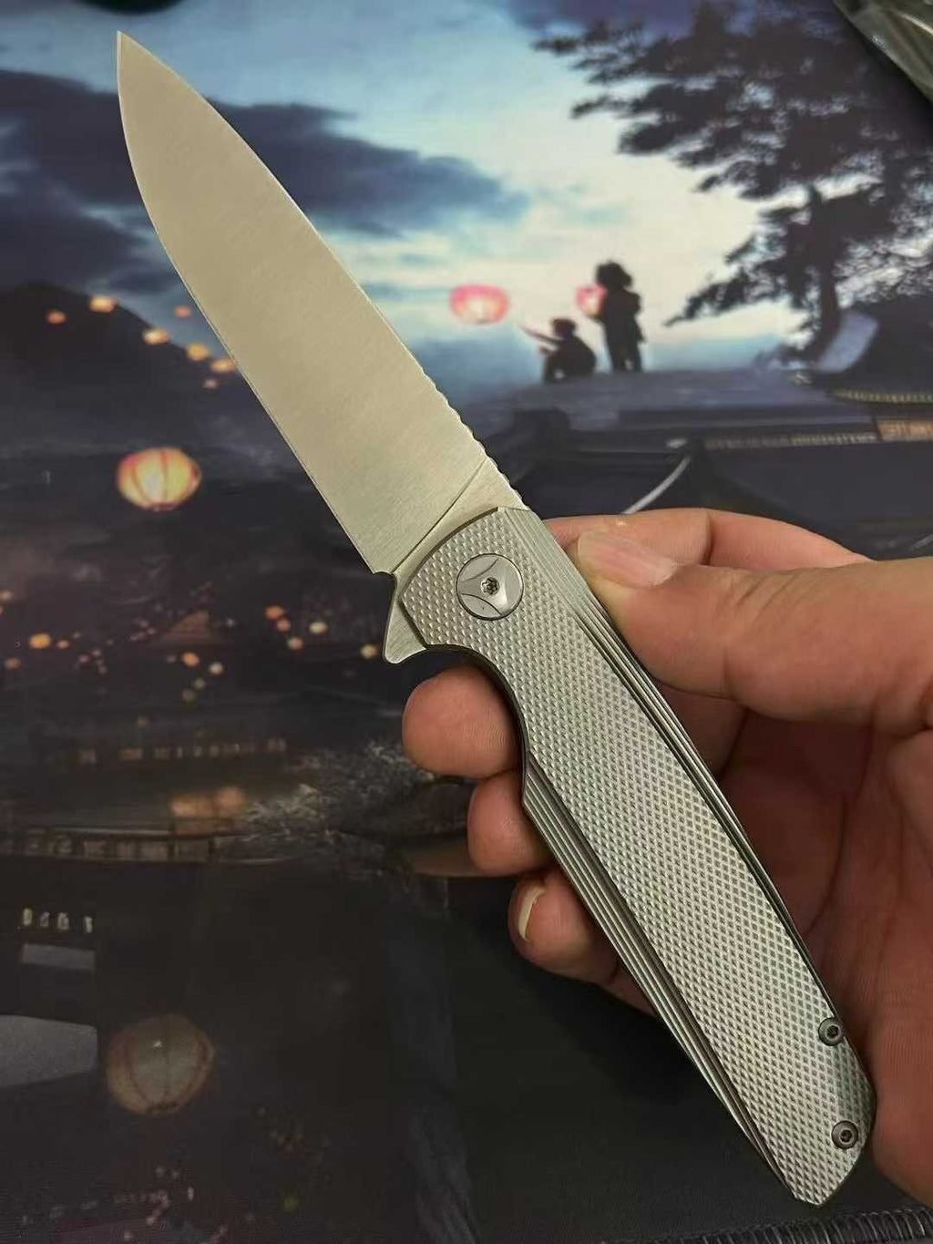 8'' New M390 Steel Blade Full T4C Titanium Handle Pocket Camping Outdoor Utility Folding Knife VTF10