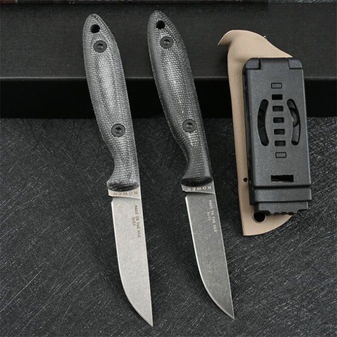 7'' New Stone Wash DC53 Fixed Blade Flax Handle camping Outdoor Tool Knife VTH54