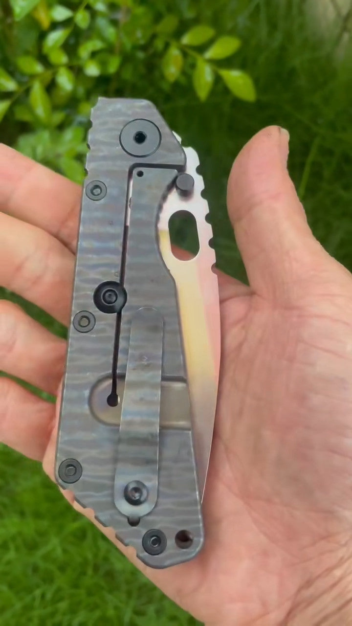 New StoneWash D2 steel Blade Full T4C Titanium Handle Pocket Camping Utility Outdoor Folding Knife DF31
