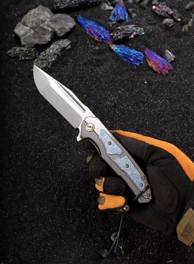 8'' New M390 Blade 420Z2 Steel Handle Folding Camping Outdoor Tool Knife VTF20
