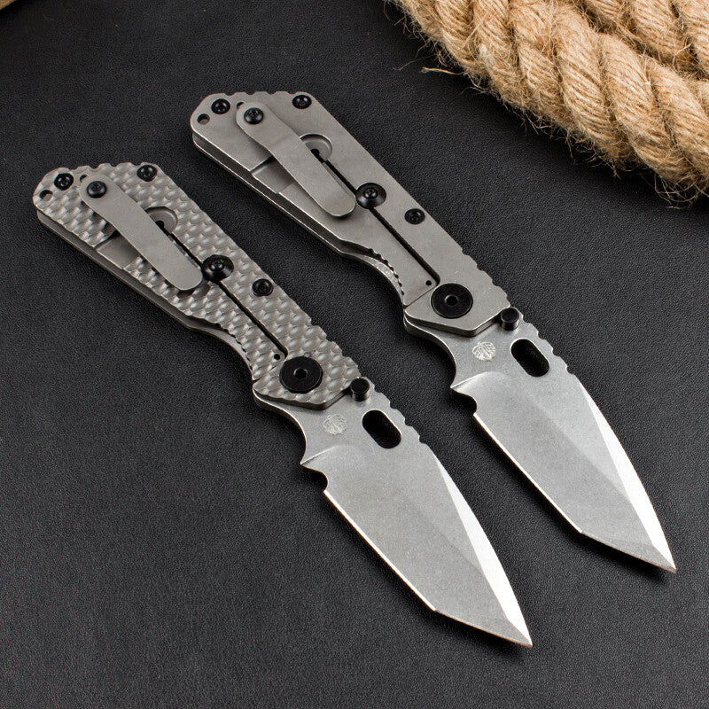 8.5'' New CNC Stone Wash D2 Blade Full T4C Titanium Handle Folding Camping Utility Pocket Knife DF89