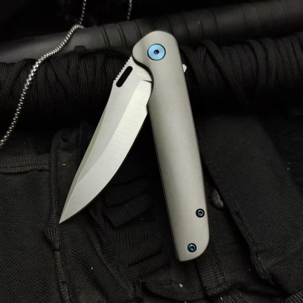 8'' New Manual Folding Knife D2 Blade Full T4C Titanium Handle Pocket Camping Utility EDC Knife DF20