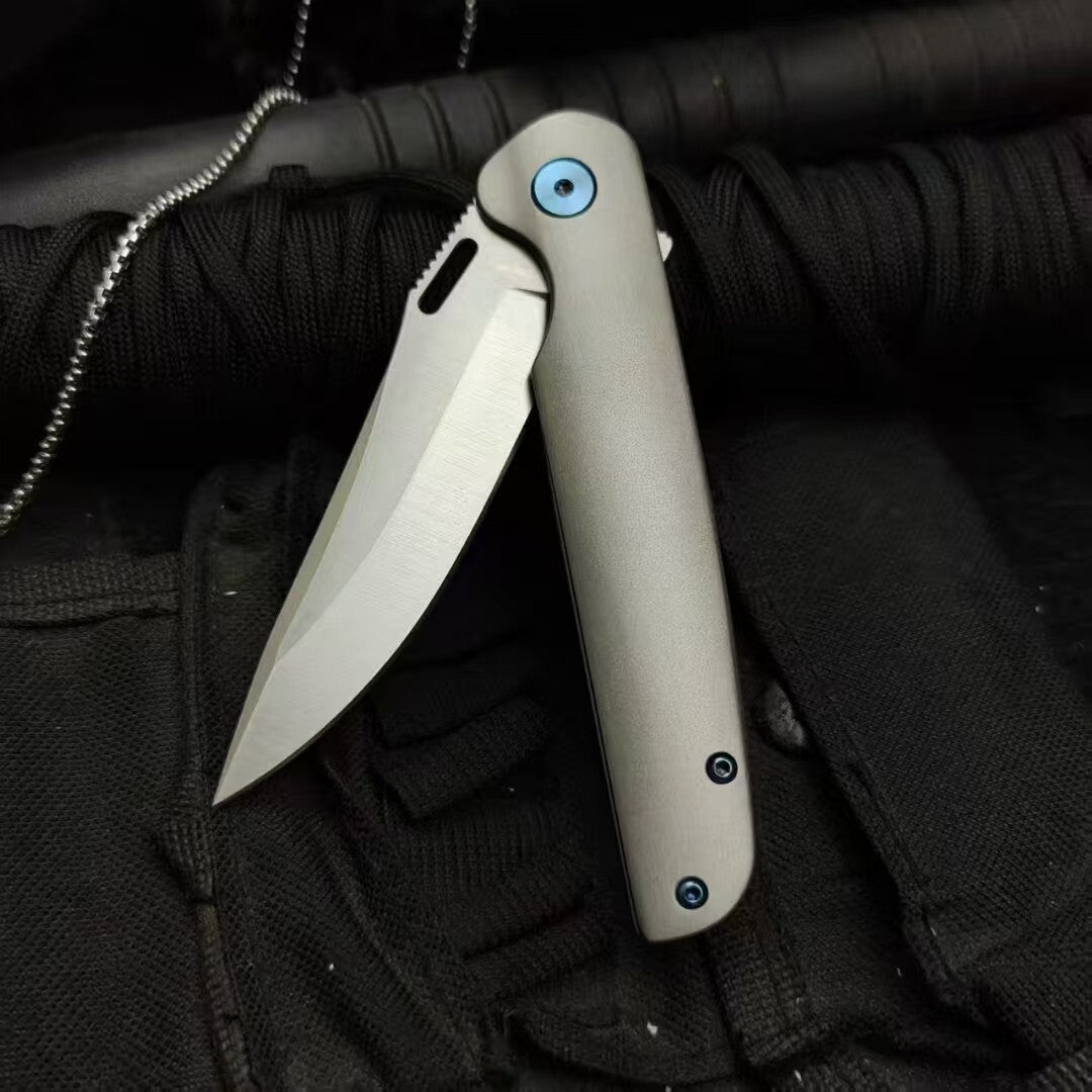 8'' New Manual Folding Knife D2 Blade Full T4C Titanium Handle Pocket Camping Utility EDC Knife DF20