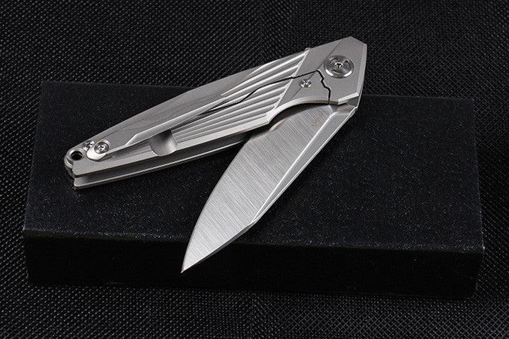 8'' New CNC M390 Steel Blade Full T4C Titanium Handle Pocket Camping Utility Outdoor Folding Knife DF96