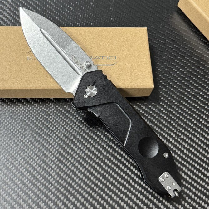 9.5'' New CNC Stone wash N690 Blade Aluminum Handle Survival Folding Knife VTF76