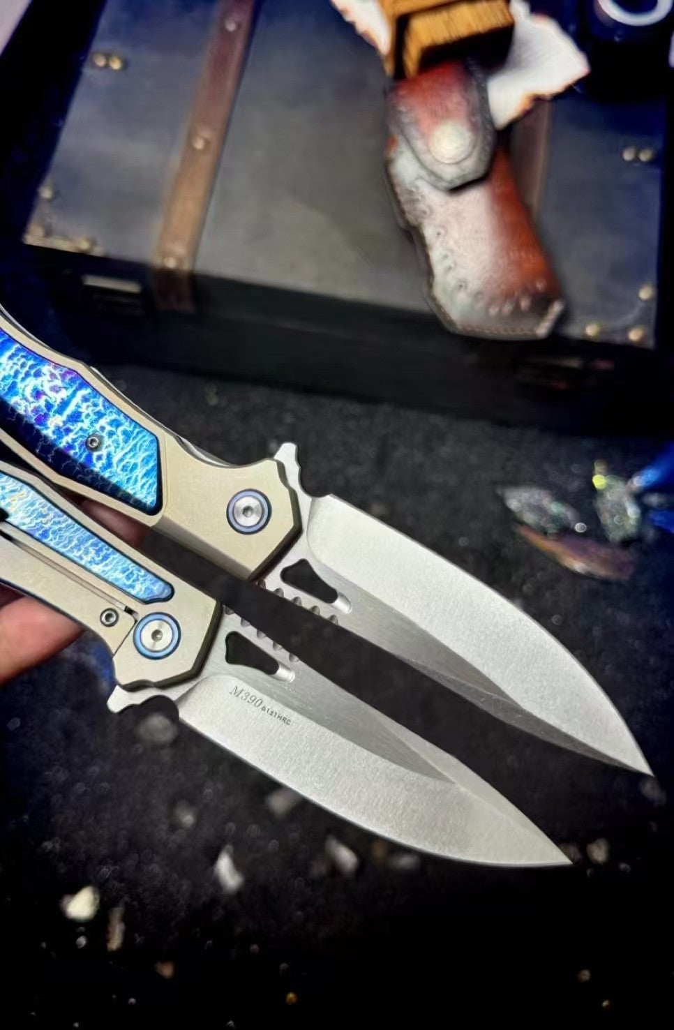 M390 Blade TC4 T4C Handle Collection Folding Outdoor Pocket Knife VTF111