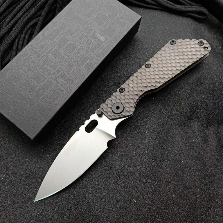 New CNC Stone Wash D2 Steel Blade Full T4C Titanium Handle Pocket Camping Utility Folding Knife DF186B