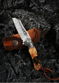 8'' New Folding Knife VG10 Damascus Blade Wood Handle Camping Knife VTF152