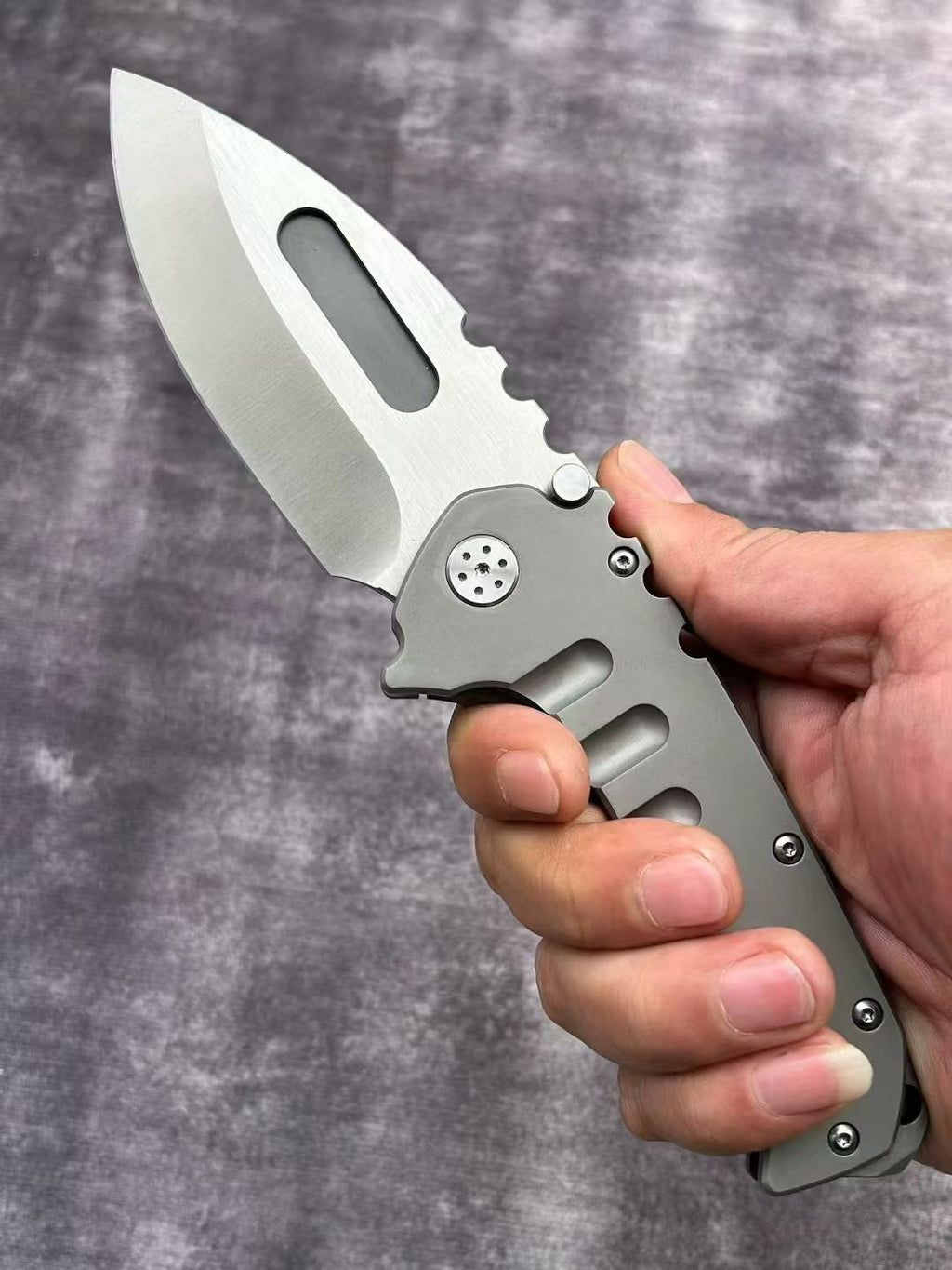 8.5''New CNC D2 Steel Blade Full T4C Titanium Handle  Pocket Camping Utility Outdoor Folding Knife VTF59T