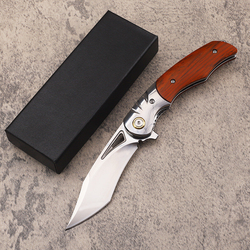 8'' New MirrorLight D2 Blade Wood Handle Pocket Folding Camping Tool Knife DF166
