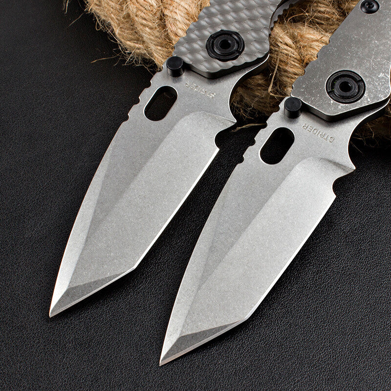 8.5'' New CNC Stone Wash D2 Blade Full T4C Titanium Handle Folding Camping Utility Pocket Knife DF89