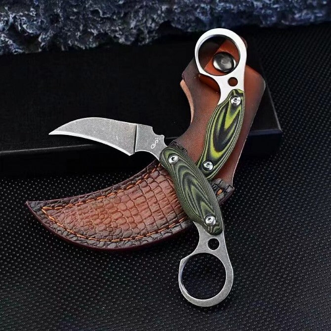 New Stone Wash D2 Fixed Blade G10 Handle Collection Claw Outdoor EDC Knife C12