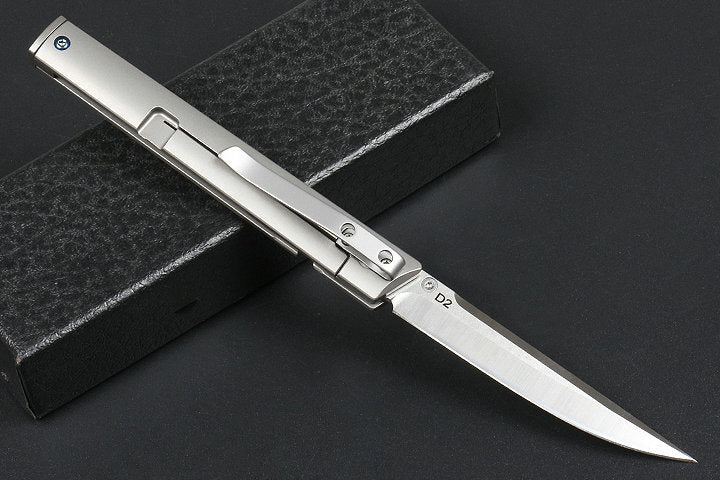 7.5'' New CNC D2 Steel Blade Full T4C Titanium Handle Pocket Camping Outdoor Hiking Folding Knife DF43
