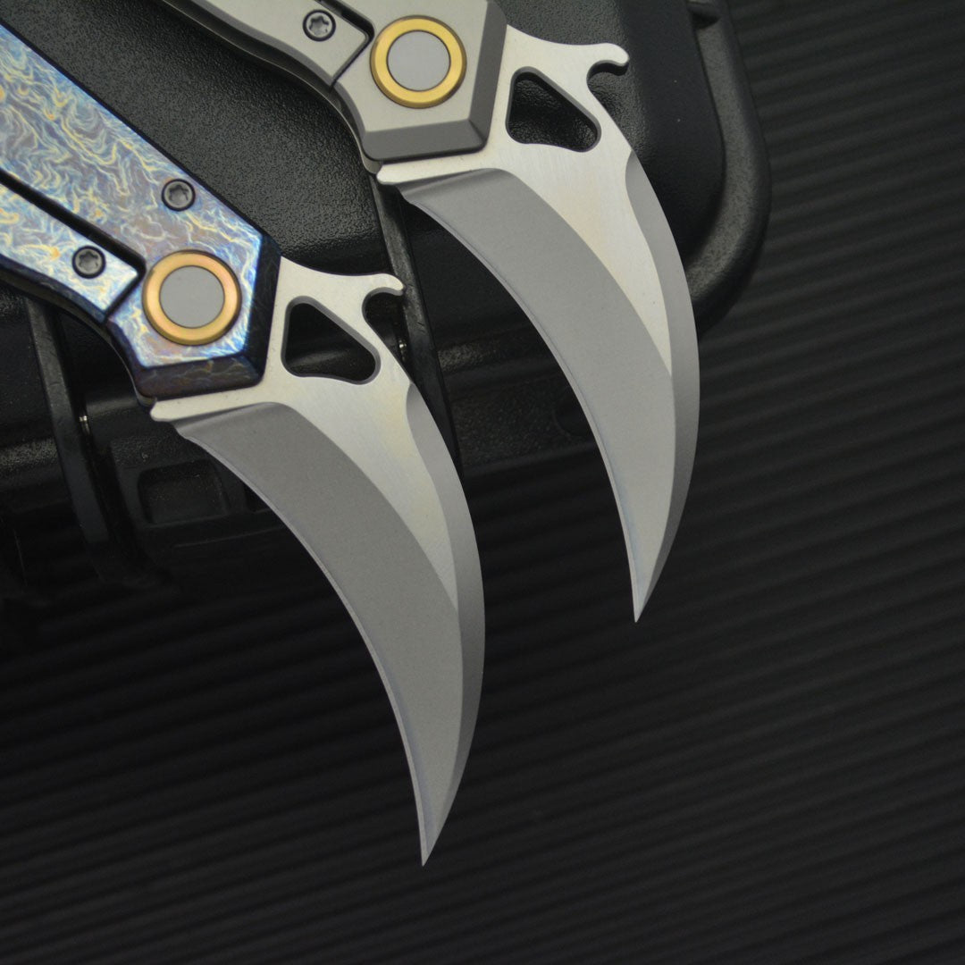 6.5'' New Manual Folding Knife 14C28N Sandvik Blade TC4 Handle Claw Knife C09