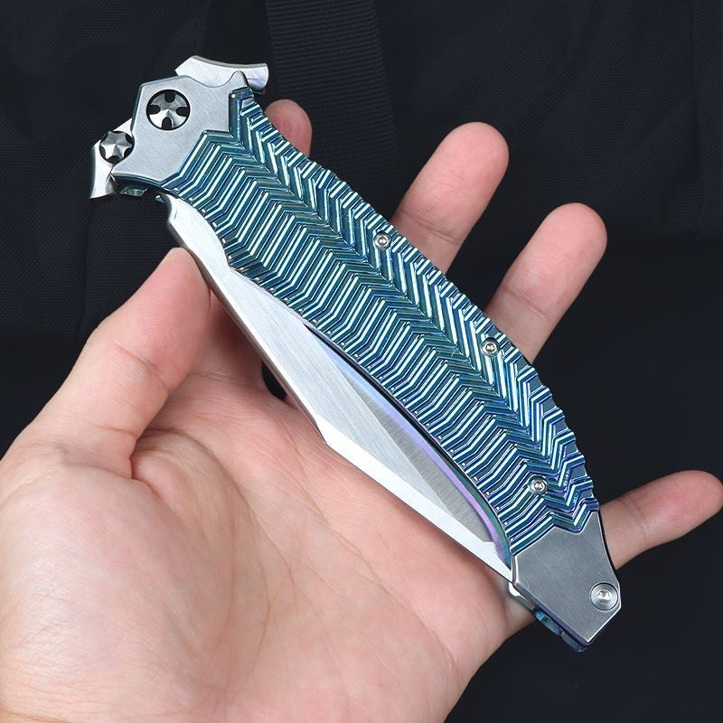 11" New Manual Folding Knife VGA10 Blade Full T4C Titanium HandlePocket Camping Utility Knife VTF128