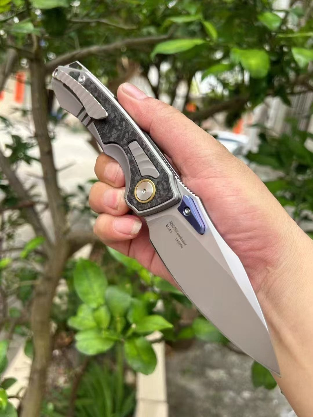 8''New 14C28N Blade Full T4C Titanium Handle Pocket Camping Utility Outdoor Folding Knife VTF203