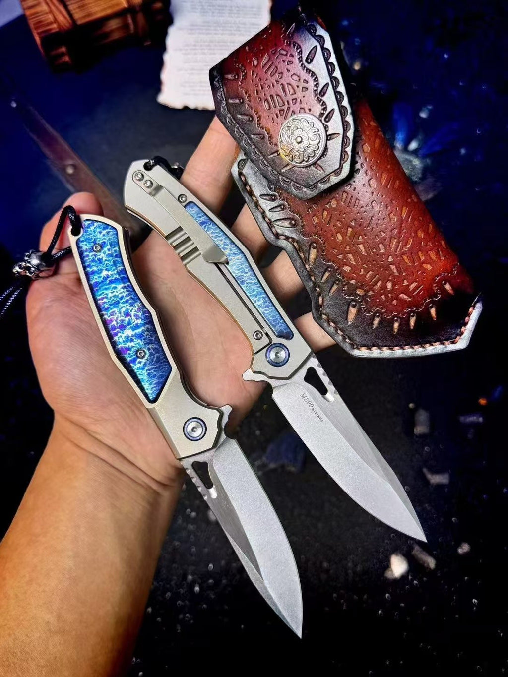 M390 Blade TC4 T4C Handle Collection Folding Outdoor Pocket Knife VTF111
