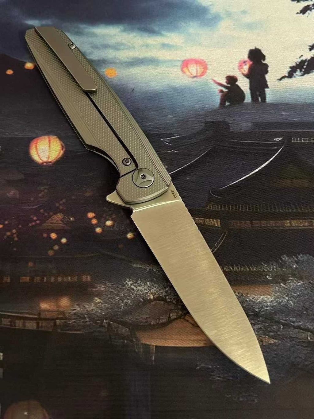 8'' New M390 Steel Blade Full T4C Titanium Handle Pocket Camping Outdoor Utility Folding Knife VTF10