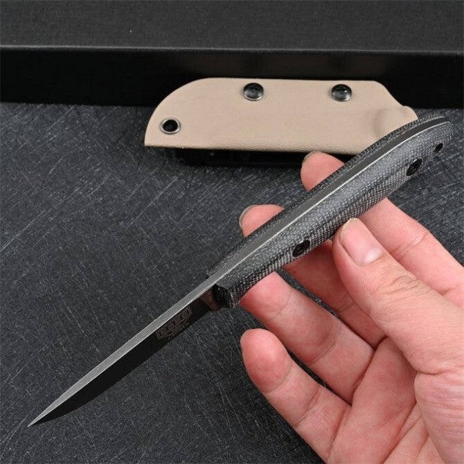 7'' New Stone Wash DC53 Fixed Blade Flax Handle camping Outdoor Tool Knife VTH54