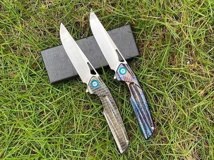 New Manual Folding Knife D2 Steel Blade Full T4C Titanium Handle Pocket Camping Outdoor Knife DF47