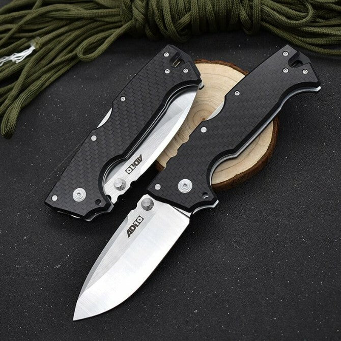New M390 Steel Blade carbon fiber Handle Pocket Utility Back Lock Camping Folding Knife VTF190