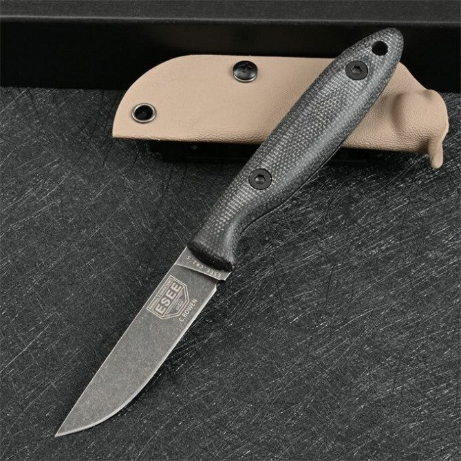 7'' New Stone Wash DC53 Fixed Blade Flax Handle camping Outdoor Tool Knife VTH54