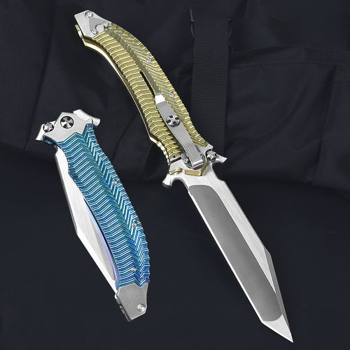 11" New Manual Folding Knife VGA10 Blade Full T4C Titanium HandlePocket Camping Utility Knife VTF128
