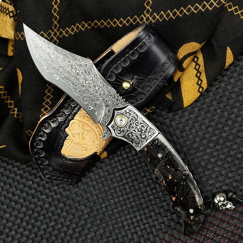 8'' New Folding Knife VG10 Damascus Blade Pocket Camping Utility tKnife VTF68