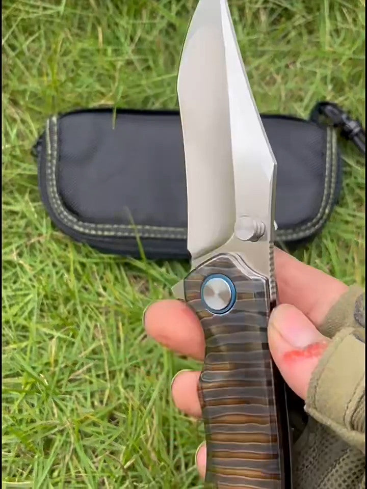 New CNC VG10 Steel Blade Full T4C Titanium Handle Pocket Camping Collection Utility Folding Knife VTF25