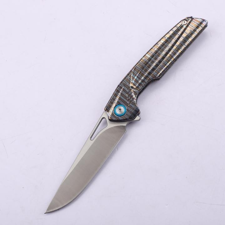 New Manual Folding Knife D2 Steel Blade Full T4C Titanium Handle Pocket Camping Outdoor Knife DF47