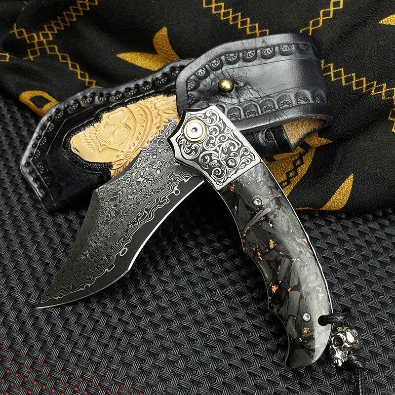8'' New Folding Knife VG10 Damascus Blade Pocket Camping Utility tKnife VTF68