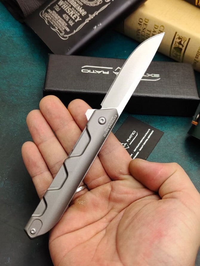 7''New Manual Folding Knife N690 Blade Aluminum Handle Campin Pocket Knife VTF31