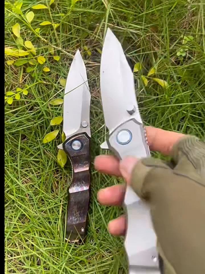 9'' New Manual VG10 Blade Full T4C Titanium Handle Pocket Camping Utility Outdoor Folding Knife VTF97