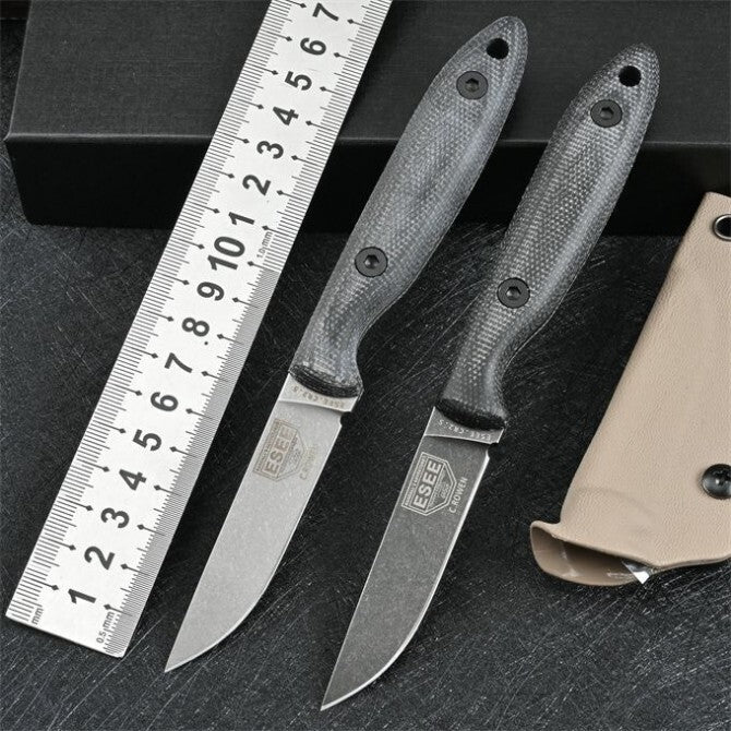 7'' New Stone Wash DC53 Fixed Blade Flax Handle camping Outdoor Tool Knife VTH54