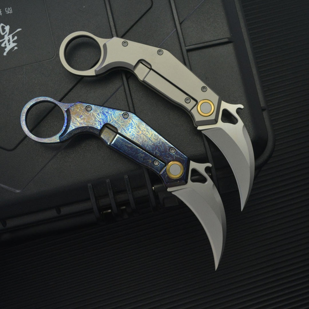 6.5'' New Manual Folding Knife 14C28N Sandvik Blade TC4 Handle Claw Knife C09