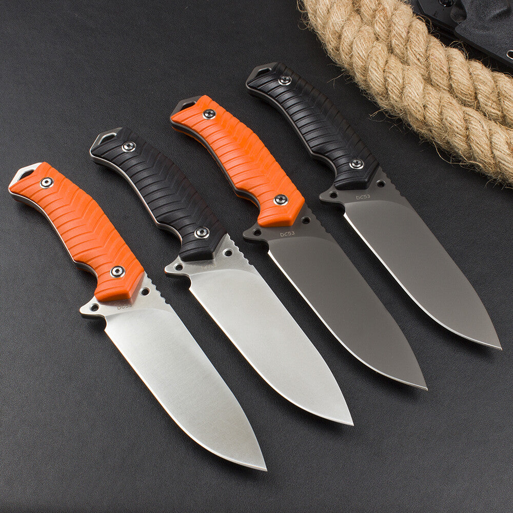 10'' New CNC DC53 Steel 5MM Blade G10 Handle Camping Outdoor Tool Knife VTH76