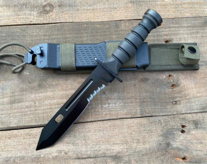 12'' New 440C Blade Nylon Fiber Glass Handle Camping Outdoor Utility KnifeVTH66