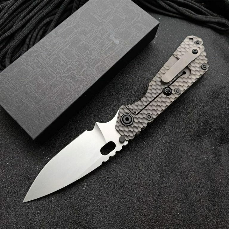New CNC Stone Wash D2 Steel Blade Full T4C Titanium Handle Pocket Camping Utility Folding Knife DF186B